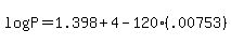 log%28P%29+=+1.398+%2B+4+-+120%2A%28.00753%29