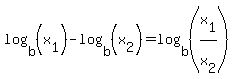 log%28b%2C%28x%5B1%5D%29%29-log%28b%2C%28x%5B2%5D%29%29=log%28b%2C%28x%5B1%5D%2Fx%5B2%5D%29%29