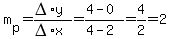 m%5Bp%5D=%28DELTA%2Ay%29%2F%28DELTA%2Ax%29=%284-0%29%2F%284-2%29=4%2F2=2