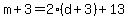 m+%2B+3+=+2%28d%2B3%29+%2B+13
