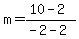 m = (10-2)/(-2-2)