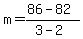 m+=+%2886-82%29%2F%283-2%29