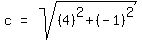 matrix%281%2C3%2Cc%2C%27=%27%2Csqrt%28%284%29%5E2%2B%28-1%29%5E2%29%29