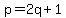 p=2q%2B1