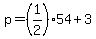 p = (1/2)*54 + 3