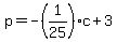 p = -(1/25)*c + 3