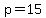 p = 15