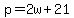 p+=+2w%2B21