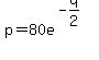 p+=+80e%5E%28-q%2F2%29