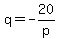 q=-20/p