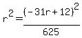 r^2=(-31r+12)^2/625