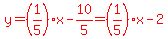 red%28y=%281%2F5%29x-10%2F5=%281%2F5%29x-2%29