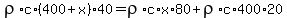 rho%2Ac%2A%28400%2Bx%29%2A40+=+rho%2Ac%2Ax%2A80+%2B+rho%2Ac%2A400%2A20