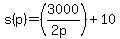 s%28p%29+=+%283000%2F%282p%29%29+%2B+10