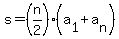 s=%28n%2F2%29%2A%28a%5B1%5D%2Ba%5Bn%5D%29