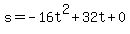 s=-16t%5E2%2B32t%2B0