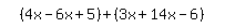simplify_cartoon%28+%284x+-+6x+%2B+5%29+%2B+%283x+%2B+14x+-+6%29+%29