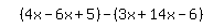 simplify_cartoon%28+%284x+-+6x+%2B+5%29+-+%283x+%2B+14x+-+6%29+%29