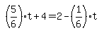 simplify_cartoon%28+%285%2F6%29%2At%2B4=2-%281%2F6%29%2At+%29