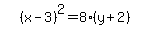 simplify_cartoon%28+%28x-3%29%5E2=8%2A%28y%2B2%29+%29