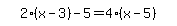simplify_cartoon%28+2%2A%28x-3%29-5=4%2A%28x-5%29+%29