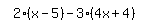 simplify_cartoon%28+2%2A%28x-5%29-3%2A%284x%2B4%29+%29