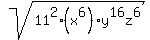 sqrt%2811%5E2%28x%5E6%29y%5E16z%5E6%29
