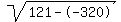 sqrt%28121--320%29