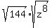 sqrt%28144%29%2Asqrt%28z%5E8%29