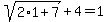 sqrt%282%2A1+%2B+7%29+%2B+4+=+1