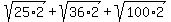 sqrt%2825%2A2%29+%2B+sqrt%2836%2A2%29+%2B+sqrt%28100%2A2%29