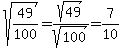sqrt%2849%2F100%29=sqrt%2849%29%2Fsqrt%28100%29=7%2F10