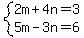 system%282m+%2B+4n+=+3%2C%0D%0A5m-3n+=+6%29
