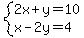 system(2x+y=10,x-2y=4)