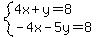 system%284x%2By=8%2C-4x-5y=8%29