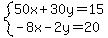 system%2850x%2B30y=15%2C-8x+-+2y+=+20%29