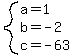 system%28a=1%2Cb=-2%2Cc=-63%29