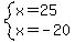 system(x=25,x=-20)