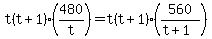 t%28t%2B1%29%28480%2Ft%29=t%28t%2B1%29%28560%2F%28t%2B1%29%29