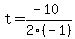 t+=+%28-10%29%2F2%28-1%29
