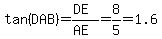 tan%28DAB%29+=+%28DE%29%2F%28AE%29+=+8%2F5+=+1.6