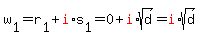 w%5B1%5D+=+r%5B1%5D+%2B+red%28i%29%2As%5B1%5D+=+0+%2B+red%28i%29%2Asqrt%28d%29+=+red%28i%29%2Asqrt%28d%29