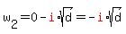 w%5B2%5D+=+0+-+red%28i%29%2Asqrt%28d%29+=+-red%28i%29%2Asqrt%28d%29