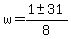 w+=+%281+%2B-+31%29+%2F+8