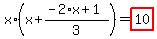 x%2A%28x%2B%28-2%2Ax%2B1%29%2F3%29=highlight_red%28+10+%29