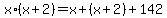 x%2A%28x%2B2%29=x%2B%28x%2B2%29%2B142