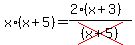 x%2A%28x%2B5%29=+%282%28x%2B3%29%29%2Fcross%28%28x%2B5%29%29