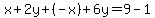 x+2y+(-x)+6y=9-1