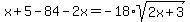x%2B5-84-2x=-18%2Asqrt%282x%2B3%29