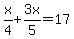x%2F4+%2B+3x%2F5+=+17